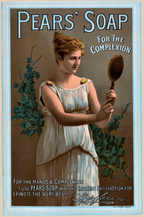 Pears' Soap アンティーク ガラス製 パネル 広告　昭和レトロ Pear's Soap 16 11x17 Advertising Reproduction Print Vintage - Etsy