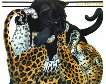 Saturday Evening Post November 18, 1916, 1926 Cover Reproduction Giclee Print 11 x 14 Black Panther and Tiger Vintage