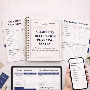 Kit de herramientas para mudarse al extranjero / Sistema completo de planificación de reubicación / Visado, finanzas y trámites posteriores a la llegada