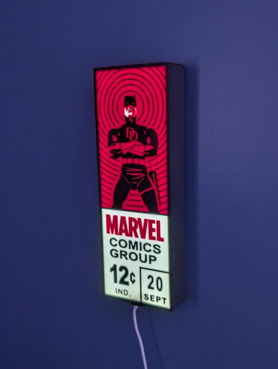 Daredevil LED Light Box Cornerbox Sign Marvel Retro Comic Art Wall Decor
