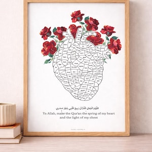 Heart Quran Tracker Printable, Surah Checklist, Islamic Coloring Page (PDF Download)