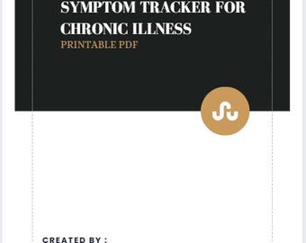 May include: A printable PDF titled "MEDICAL ADVOCACY SYMPTOM TRACKER FOR CHRONIC ILLNESS" on a white background. The text is white on a black rectangle. A gold circle with a white logo is on the right. The document is created by Heather Forgey and North Star Health Services.