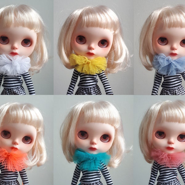 Buy 4 Get 1 Free! Rainbow of Tulle Collars for Blythe, Pullip, Dal, 50 colors available, Ruffled Collar, Ruffle Neck Accessory