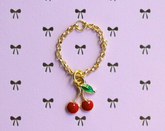 Cherry, Strawberry Pendant 24K Gold Plated Chain Blythe Necklace Charm Be My Baby Cherry Pullip Licca BJD Fashion Doll Jewelry Accessory