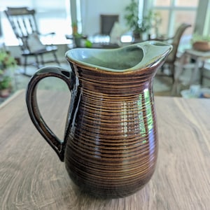 Vintage Red Wing Pottery "Village Green" Pitcher with Ice Lip 1960s