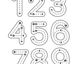 Number Tracing Worksheets 1-9 – Preschool Toddler Math Activity (PDF PNG Download)