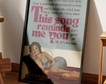 Retro Music Poster, Vintage Woman Lyric Art (Digital Download)