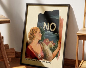 Funny Vintage Woman Poster, Retro Quote Wall Art, Cosmic Humor Print, Digital Download Decor