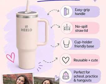 40 oz Insulated Tumbler With Handle, Straw Lid, 24 Hour Cold Travel Cup