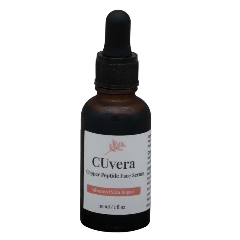 CUvera™ Copper Peptide Face & Neck Serum with Hyaluronic Acid | 1% GHK-Cu | 1 oz / 30 ml image 2