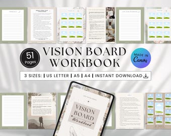 Canva Editable Vision Board Workbook | Goal Setting & Manifestation Planner | Dream Life Journal (Digital Download)
