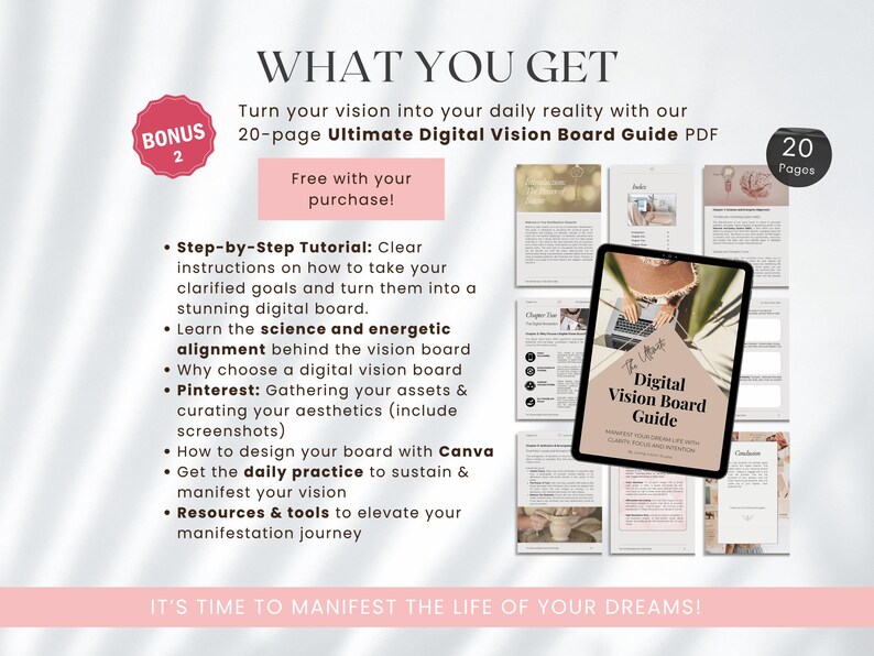 Vision Board Directions.pdf Vision Board Planner Printable Goal Setting Workbook Pages | Law of ...