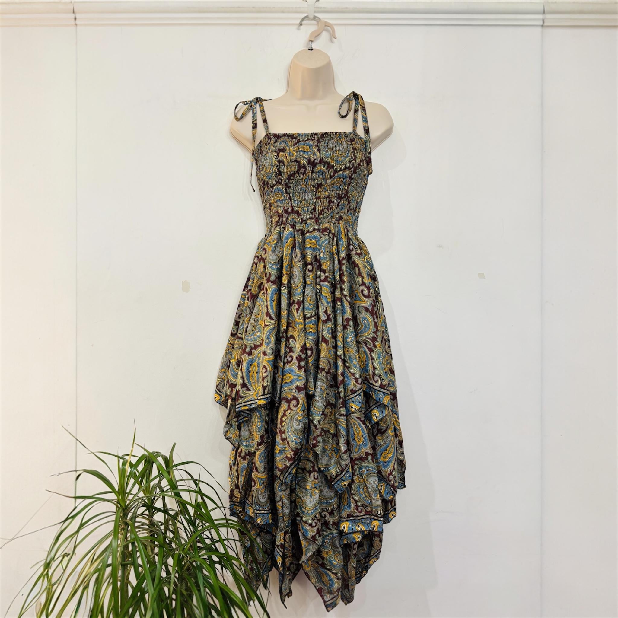 knee length dresses for ladies MAELA HANDKERCHIEF PRINTED COTTON CAMBRIC BOHO MIDI DRESS – Velvet by  Graham & Spencer