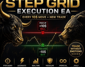 Step Based Grid EA | 10USD Move Auto Hedge Execution System | Emotionless MT5 Trading Engine. Instant Download Automation System