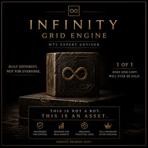 May include: A dark graphic featuring the text "INFINITY GRID ENGINE" and an infinity symbol. The image includes the phrases "Built Different, Not for Everyone" and "This is Not a Bot. This is an Asset."