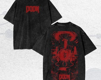 Vintage gewassen Inferno Core Reactor-T-shirt, apocalyptisch rood grafisch ontwerp, cadeau voor gameliefhebbers