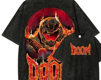 Vintage gewassen Inferno Slayer-T-shirt, retro grafisch shirt Fire Warrior, gamecadeau voor fan