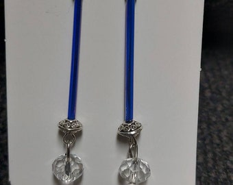 Simply Elegance Blue Tubular Glass Earrings