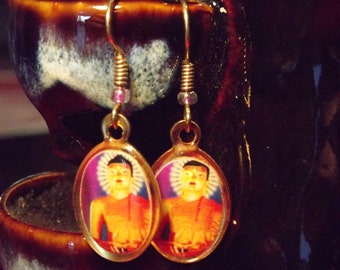 1 1/2" Maha Bodhi Temple Buddha Earrings