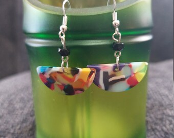 SB Half Moon Pop Art  Earrings