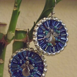 Bottle Cap Angel Earrings
