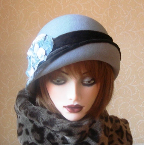 Amelia Blue-grey Felt Cloche - Etsy