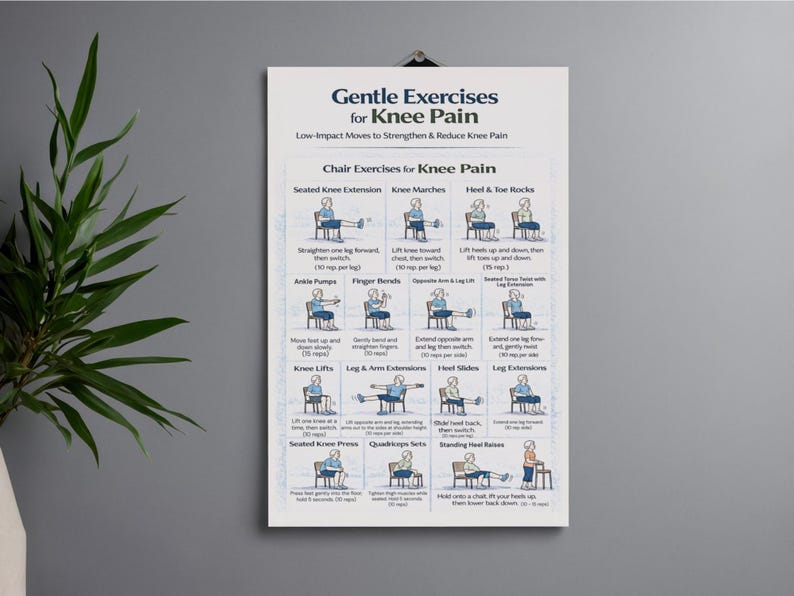 Gentle Knee Pain Exercises Printable | Chair Exercises for Seniors ...