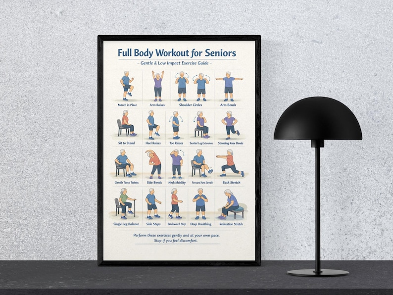 Full Body Workout for Seniors Printable | Low Impact Exercise Guide ...