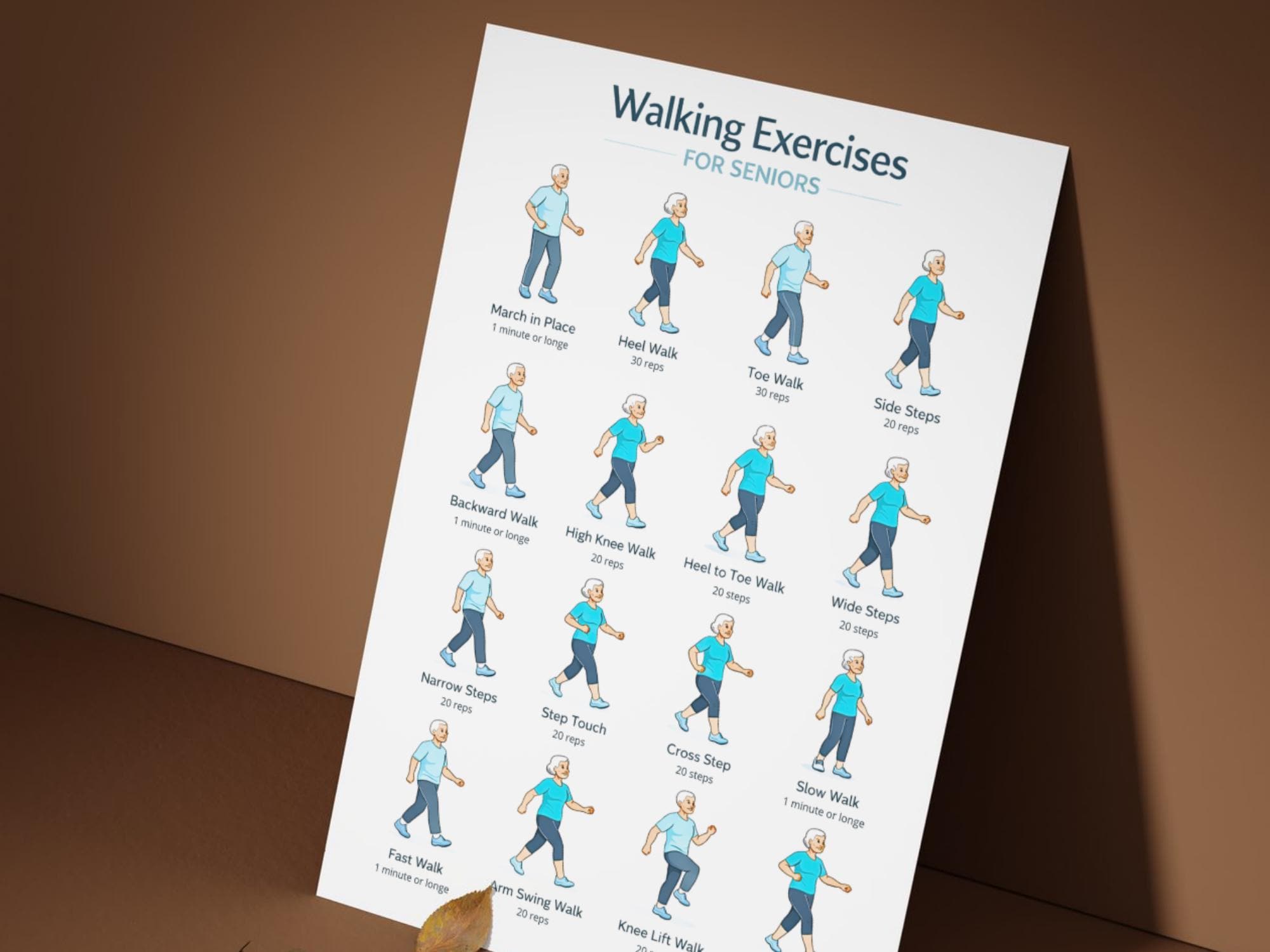 Walking Exercises for Seniors Printable | Low Impact Walking Workout ...