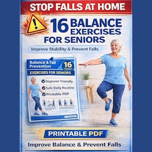 Balance & Fall Prevention Exercises for Seniors Printable | 16 Low-Impact Stability Exercises | Senior Fitness Poster PDF
