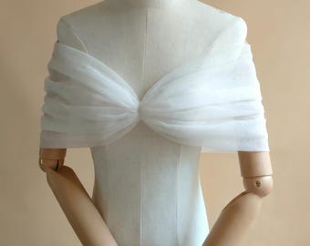 maniche da sposa in tulle staccabili, scialle da sposa a spalle scoperte, copribraccia per abito da sposa