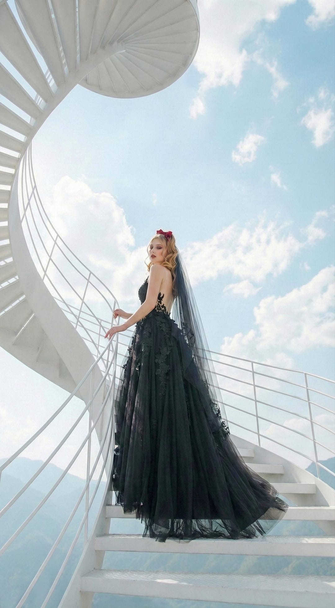Black Wedding Dress Gothic Lace Bridal Gown Train - Etsy