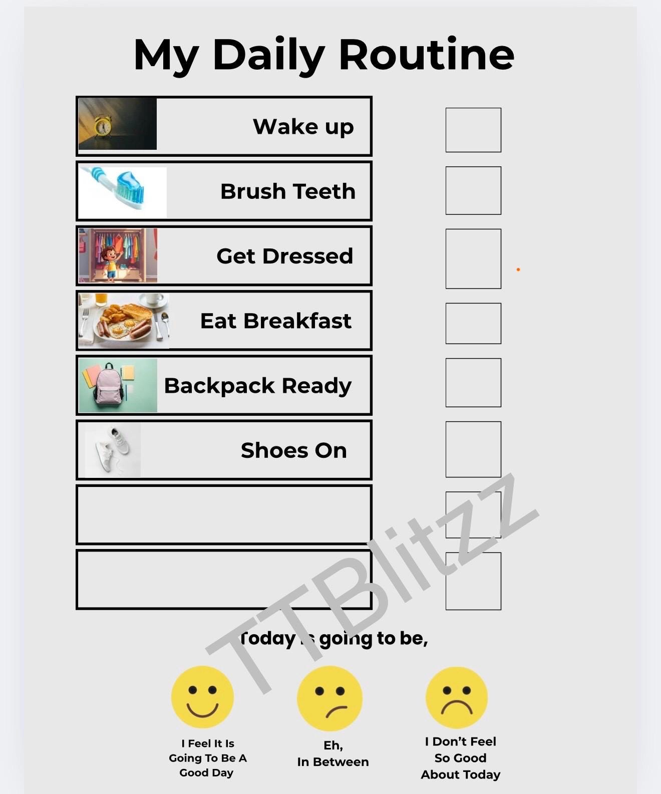 Kids Morning Routine Chart Printable | Reusable Daily Routine Checklist ...