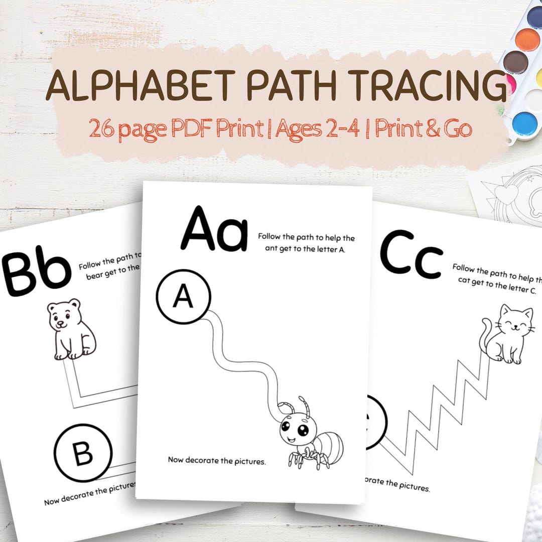 Alphabet Path Tracing Worksheets A–Z | Animal Letter Mazes | Preschool ...
