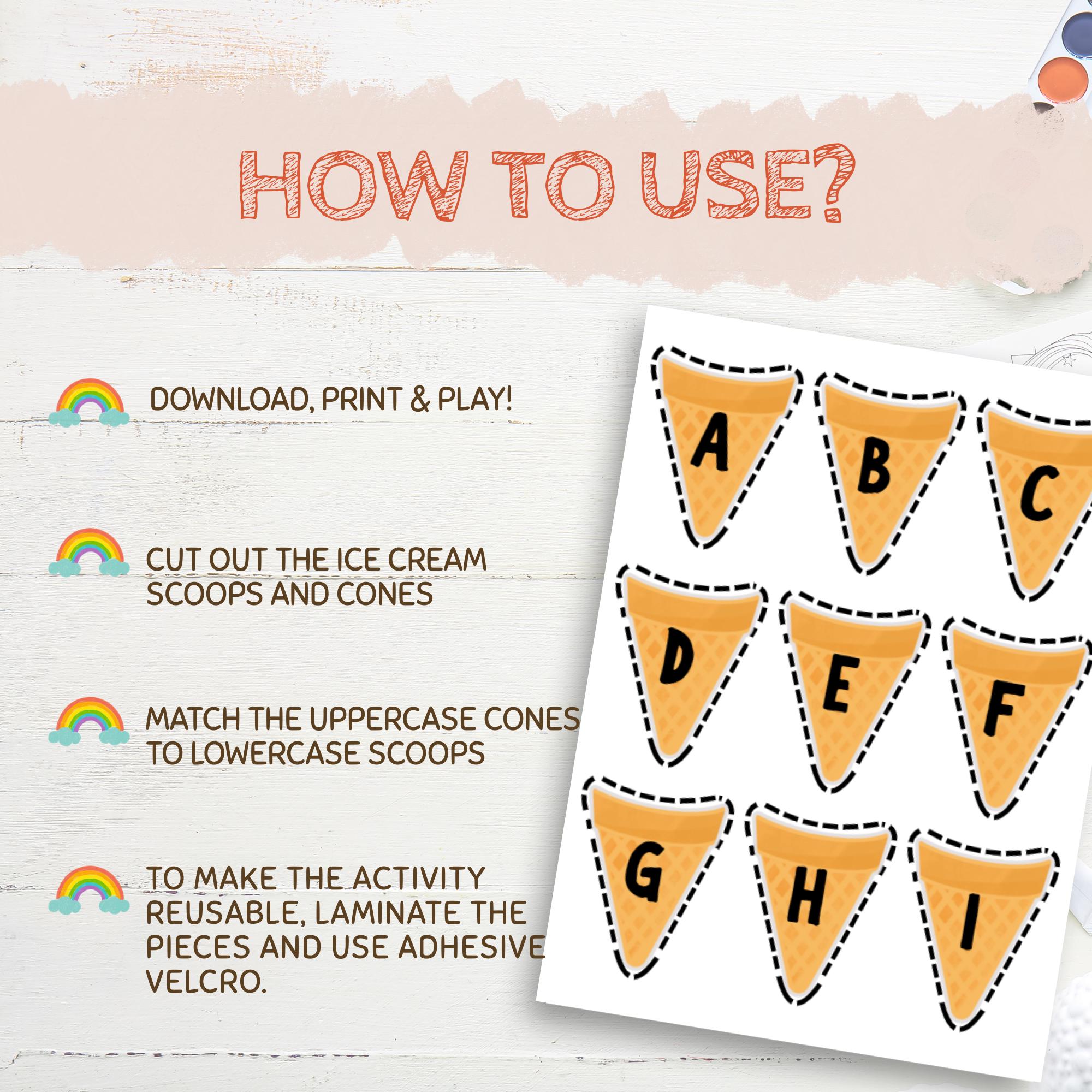 Shell Abc Matc Ice Cream ABC Match | Alphabet Letter Matching Cut & Paste Worksheet ...