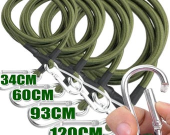 Outdoor Heavy Duty Bungee Cord with Carabiner Hooks, Elastic Tie Strap for Kayak, Cycling, Luggage Packing & Camping Accessories
