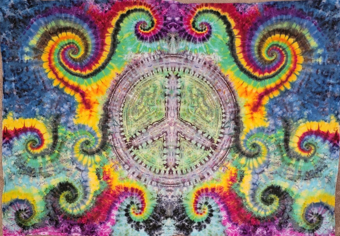 Tie Dye Peace Sign Tapestry 78 X 56 With Loops in - Etsy