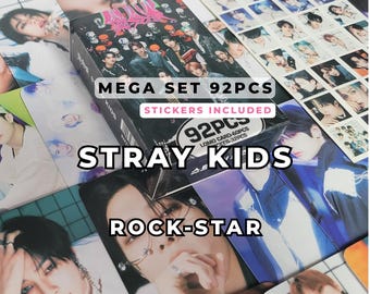 Stray Kids ROCK-STAR 92pcs Lomo Photocard & Sticker Set | SKZ Kpop Photo Cards | Stay Gift