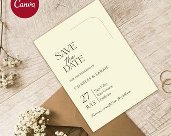 Save The Date Invitation Template, Elegant Wedding Suite, Minimalistic Wedding Stationary, Save The Date Card, Wedding Announcement