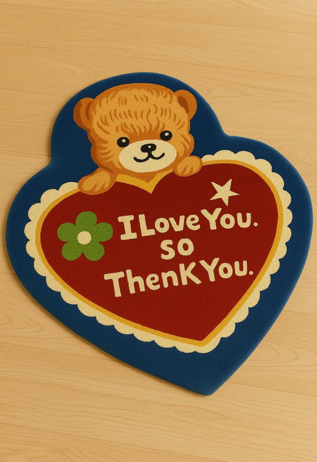 Kitsch Rugs Vintage Kitsch Teddy Bear Heart Rug -