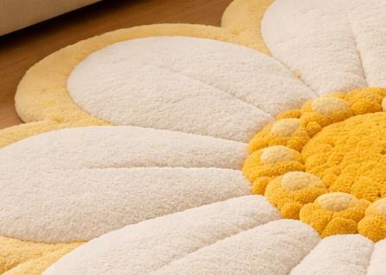 Daisy Shape Rug Hand-tufted Large Daisy Flower Rug, Cute Floral Area Rug, Plush Flower ...