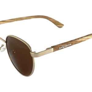 Round Metal and Wood Sunglasses