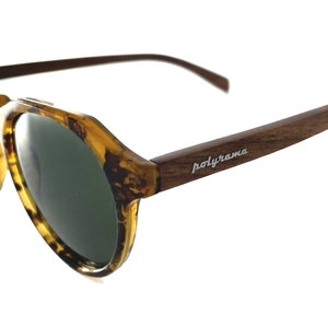 Polyrama Retro Round Wood Polarized Sunglasses