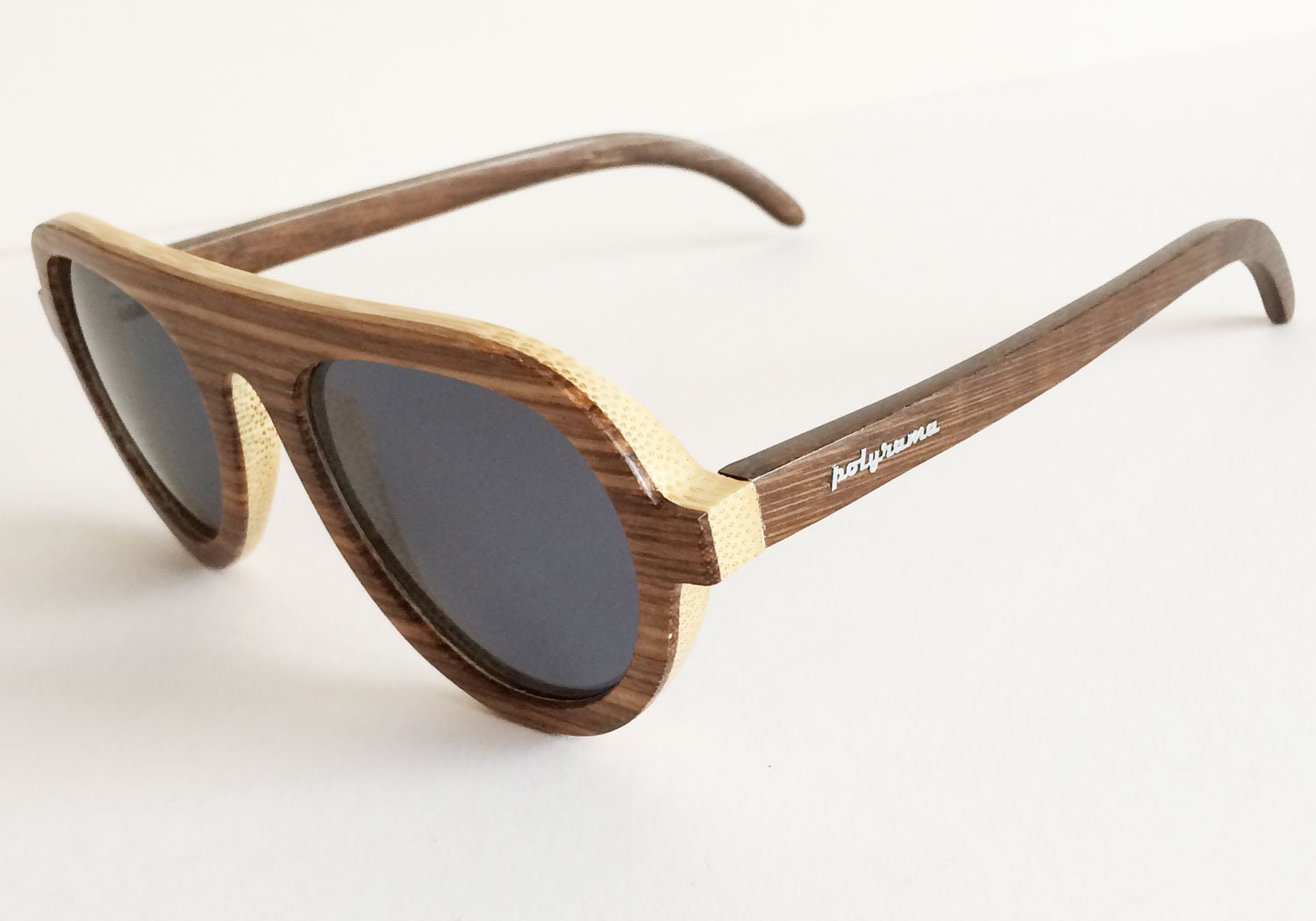 Wooden aviator sunglasses by Polyrama #3905