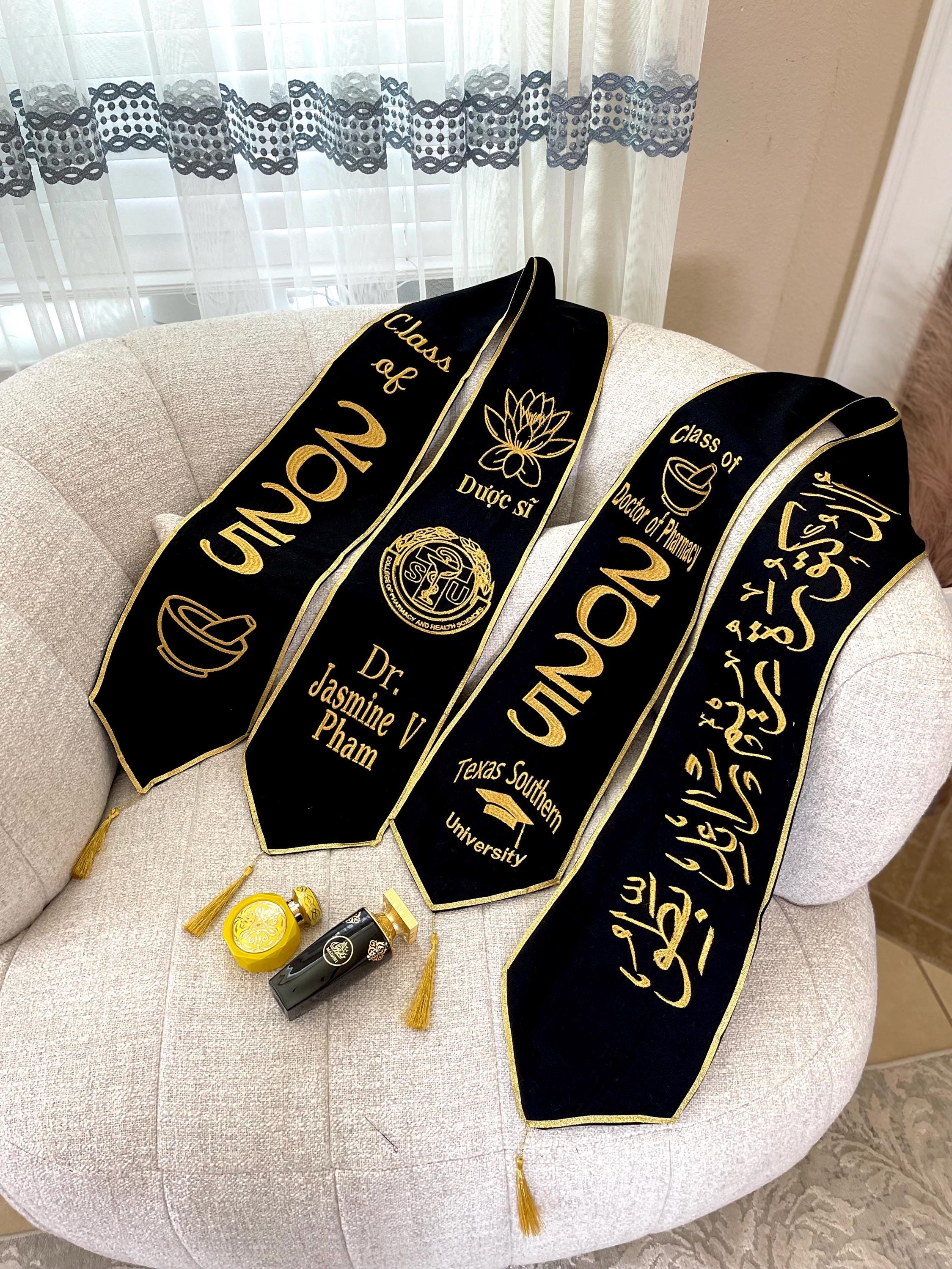 Spring Graduation Linen Customized Embroidered Linen Graduation Stole - Etsy