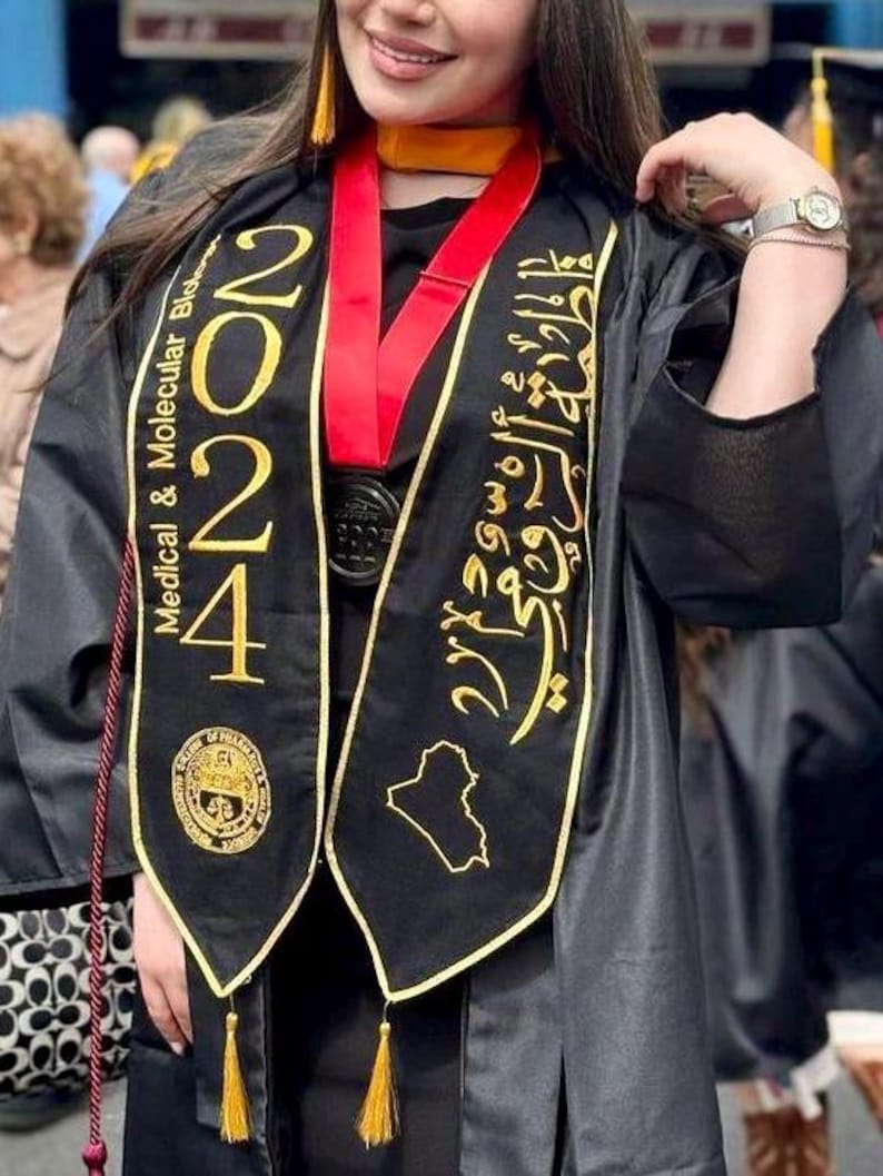 Spring Graduation Linen Customized Embroidered Linen Graduation Stole - Etsy