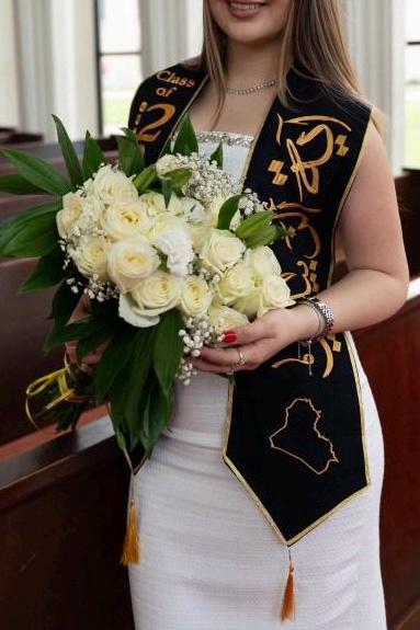 Spring Graduation Linen Customized Embroidered Linen Graduation Stole - Etsy