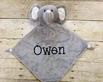 Elephant blanket, Personalized Baby Gift, Personalized Lovey, Embroidered Elephant, Elephant lovey, Baby Blanket