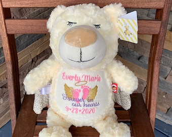 Guardian Angel Bear, Personalized Angel Baby Keepsake, Memorial Bear, Remembrance Bear, Rainbow Baby, Bereavement Gift