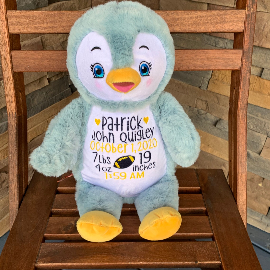 Personalized Baby Gift Personalized Penguin Birth Stat Etsy